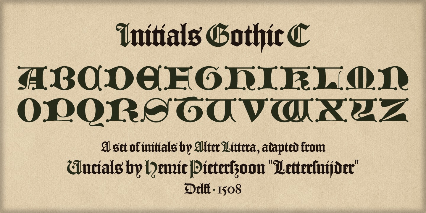 Przykładowa czcionka Initials Gothic C #1